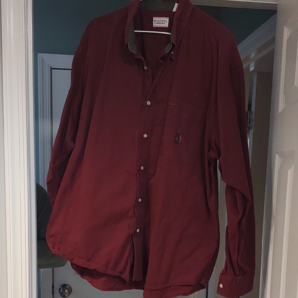 Bugle Boy Deep Red Casual Button Down Shirt